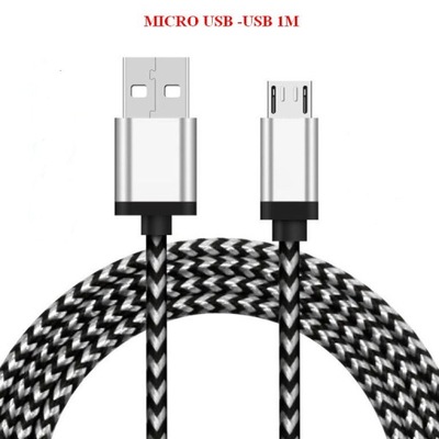 Kabel USB microusb do USB 1M pleciony srebrny
