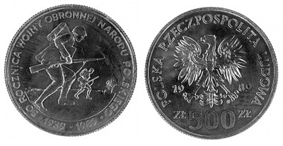 500 zł Wojna Obronna Narodu Polskiego 1989 r
