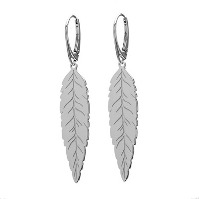 Kolczyki boho piórka srebrne