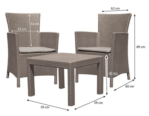 Комплект садовой мебели из пластика Curver Rosario бежевого цвета из 3 предметов.