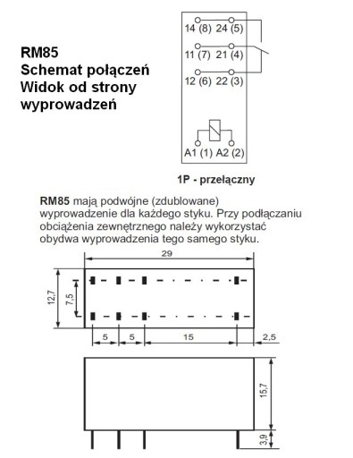 RELPOL RM85 СИЛОВОЕ РЕЛЕ 230В AC 16A 1P JQX115