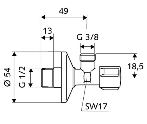 УГЛОВОЙ КЛАПАН SCHELL COMFORT 1/2 x 3/8