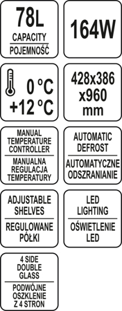 YATO YG-05057 WITRYNA CHŁODNICZA 78L SREBRNA