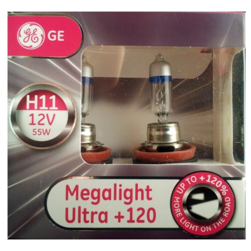 ЛАМПОЧКА GE H11 MEGALIGHT ULTRA +120% НАБОР ИЗ 2 ШТ.