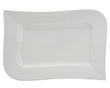 PÓŁMISEK do wędlin Fala AMBITION 31x21cm duży biały porcelanowy