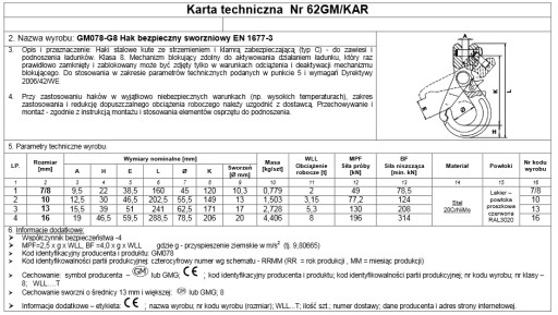 КЛАСС БЕЗОПАСНОГО КРЮКА 10 мм. 8/3,15 т/н.э.