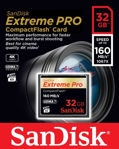 SANDISK 32 ГБ Compact Flash EXTREME PRO CF +160 МБ/с