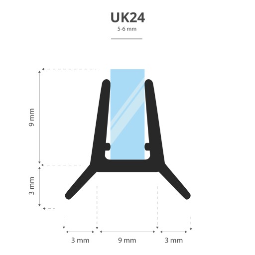 Уплотнитель для душевой кабины 60 см UK24-06