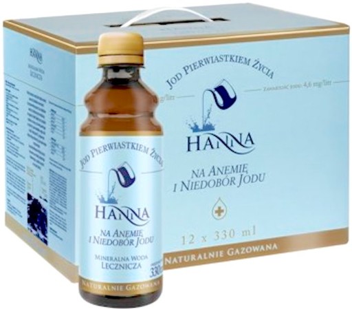HANNA Woda Mineralna Lecznicza 12x330ml JOD i LIT