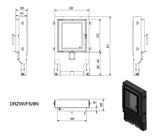 DRZWICZKI DRZWI zduńskie KOMINKOWE front FS 8N