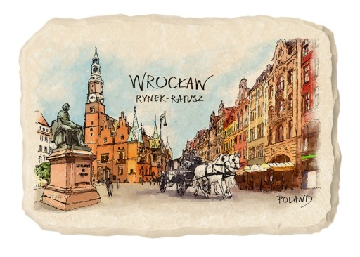 Магнит на холодильник сувенир из камня WROCŁAW FREDRO 106