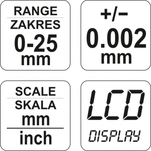 ЭЛЕКТРОННЫЙ МИКРОМЕТР 0-25мм YT-72305 YATO CEFRO