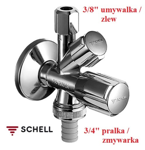 SCHELL Комбинированный угловой клапан 1/2x3/8/x3/4