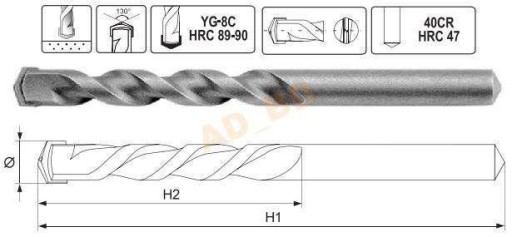 Wiertło do betonu walcowe 12x150 mm YATO YT-4379