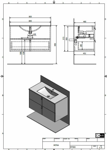 Шкаф под умывальник SoftClose 90,5x55x46см, бордовый