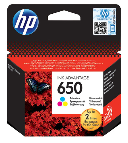 Оригинальные цветные чернила HP CZ102AE 650 INK Advantage