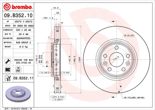 Диски и колодки BREMBO - RENAULT SCENIC IV