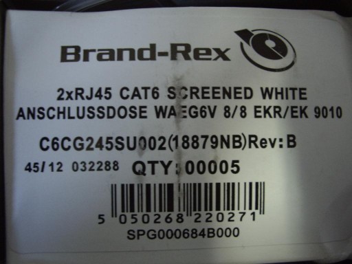 5 шт. Розетка Brand-Rex с двойным экранированием Cat6.