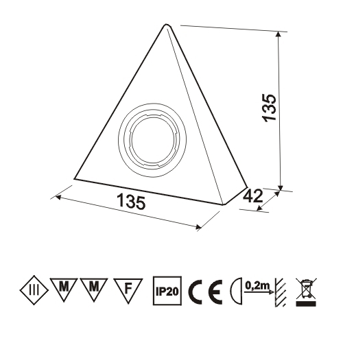 Zestaw 4 Lamp Lampek Trójkąt z wył. centralny LED