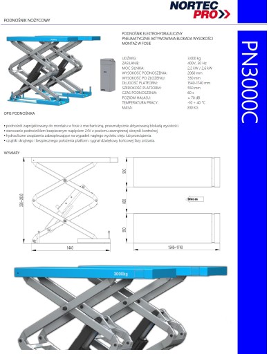 Ножничный подъемник NORTEC PN3000C 3000 кг