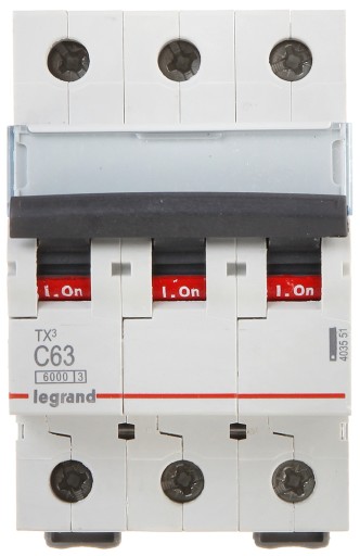 LEGRAND TX3 WYŁĄCZNIK NADPRĄDOWY 3P C63A S303
