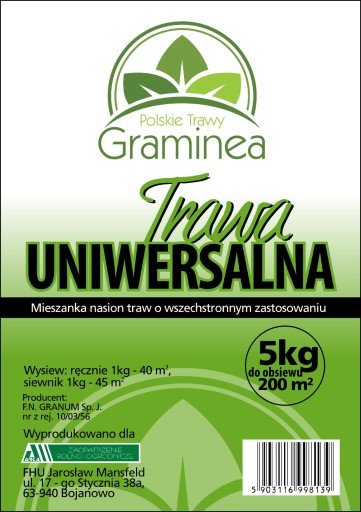 Trawa Uniwersalna Gazonowa Graminea 20KG Nasiona