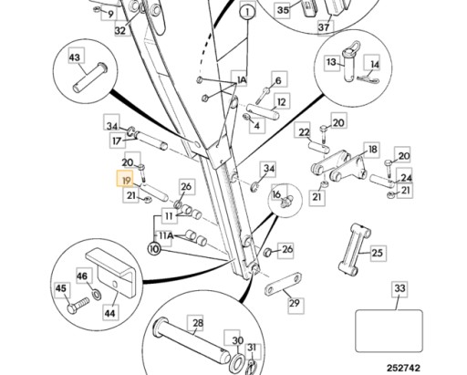 Штифт разъема заднего рычага JCB 3CX 4CX 811/20061