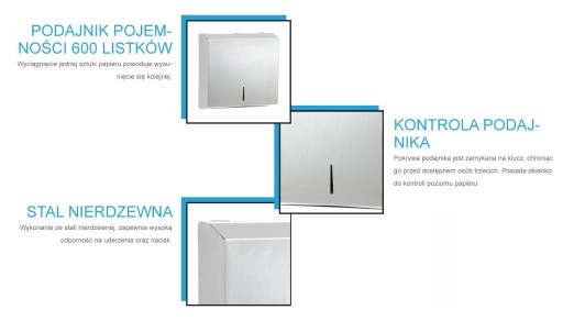 Podajnik ręczników papierowych ZZ 600szt. stal