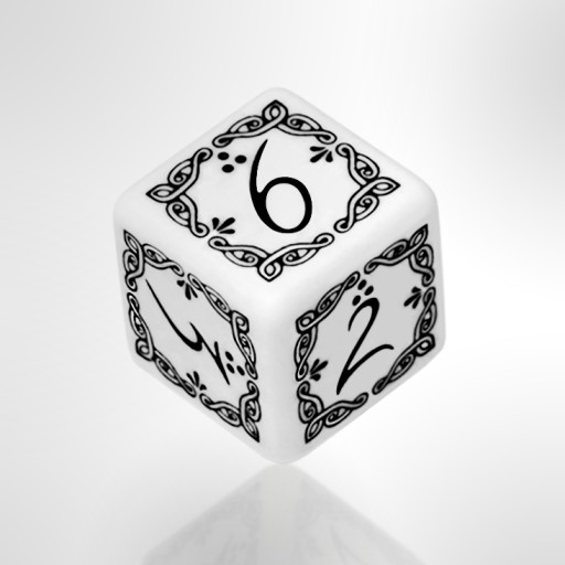 RPG DICE d6 ELVIC CUBE, БЕЛЫЙ И ЧЕРНЫЙ