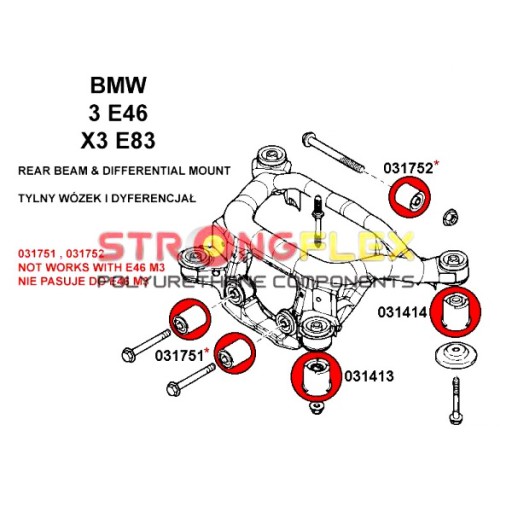 ВТУЛКА ОСИ РАЗЛИЧАЕТСЯ BMW E46 ПОЛИУРЕТАН