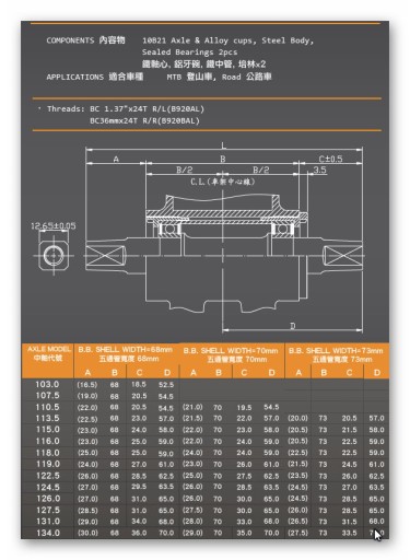 Каретка Neco B910B Каретка каретка ITAL, длина оси 118 мм, втулка 68 мм