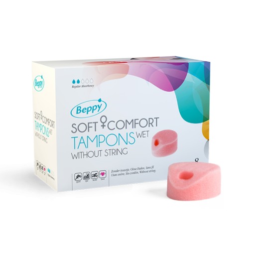 Тампоны BEPPY Soft+Comfort WET Смоченные ГУБКА без веревочки 8 шт.