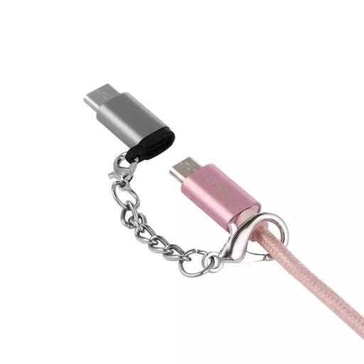 АДАПТЕР micro USB тип b на тип c Черный брелок