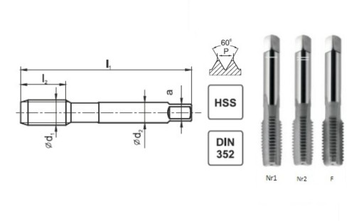 Набор метчиков DIN-352/3 1/2-13 UNC 2B HSS A1-230001-4131 Fanar