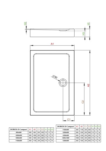 Radaway DOROS D Компактный душевой поддон 100x90