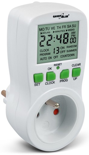 TIMER WYŁĄCZNIK WŁĄCZNIK PROGRAMATOR CZASOWY 3680W 16A LCD GreenBlue GB107