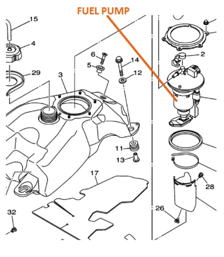 07-18 YAMAHA YFM 700 RAPTOR БЕНЗИНОВЫЙ ТОПЛИВНЫЙ НАСОС