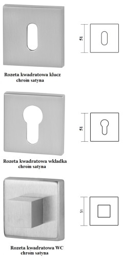 Rozeta kwadratowa wkładka chrom satyna VDS