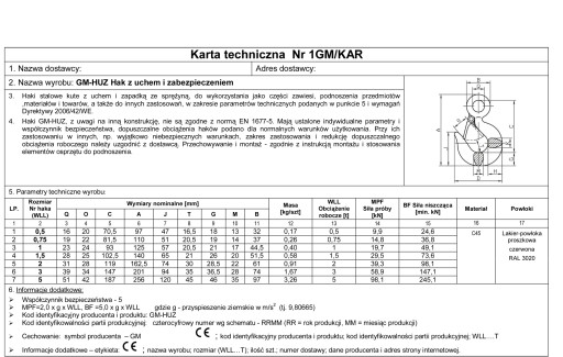 Крюк с проушиной и защитой - сертифицирован 1000 кг.