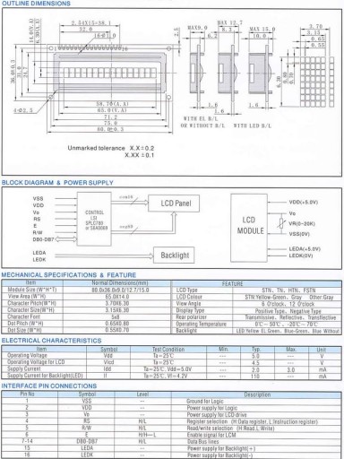 ART New LCD 1x16 CONTRAST LED (Желтый/Зеленый) E6