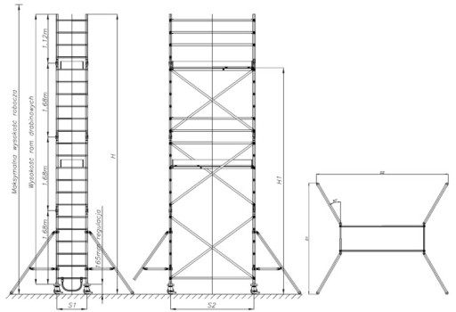 Rusztowanie aluminiowe jezdne Drabex RA 600 3,80 m