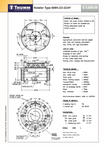 Гидравлический ротатор THUMM Type 609 H-2 мат. свободный