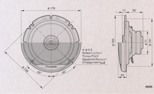 PIONEER TS-G1720F GŁOŚNIKI DYSTANSE Alfa Romeo 159