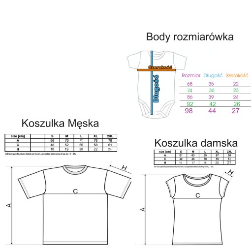 Koszulki rodzinne świąteczne z body dowolny napis