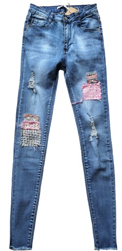 JS222 JEANS elastyczne jeansy SPODNIE RURKI XL/42