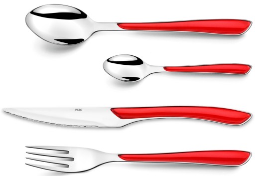 AMEFA 48 ECLAT CUTLERY РАЗНОЦВЕТНЫЙ КРАСНЫЙ ОБЕДЕННЫЙ НОЖ С ПОДАЧЕЙ НА 12 ПЕРСОН