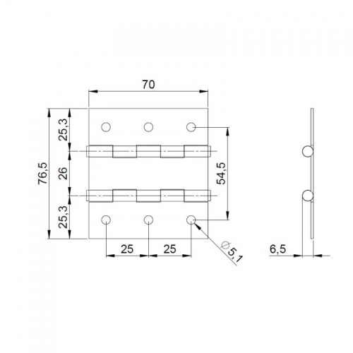 Петля двойная 70x76,5 мм 2600 Adam Hall