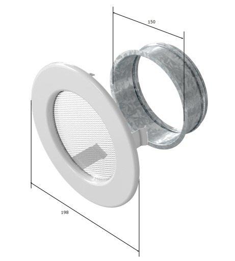 Решетка круглая, диаметр 150мм, белая - Kratki.pl