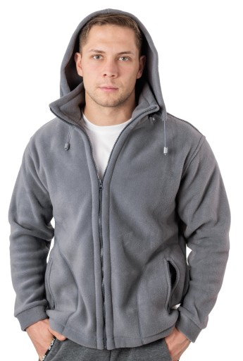 Теплая мужская флисовая толстовка с капюшоном Men's Fleece MAX01 4XL серая