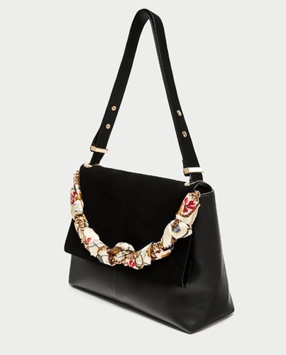 Сумка-мессенджер ZARA, шарф, черный 8061/204